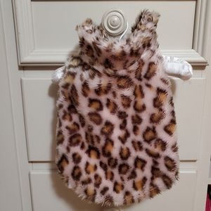 Pink and brown leopard print dog jacket